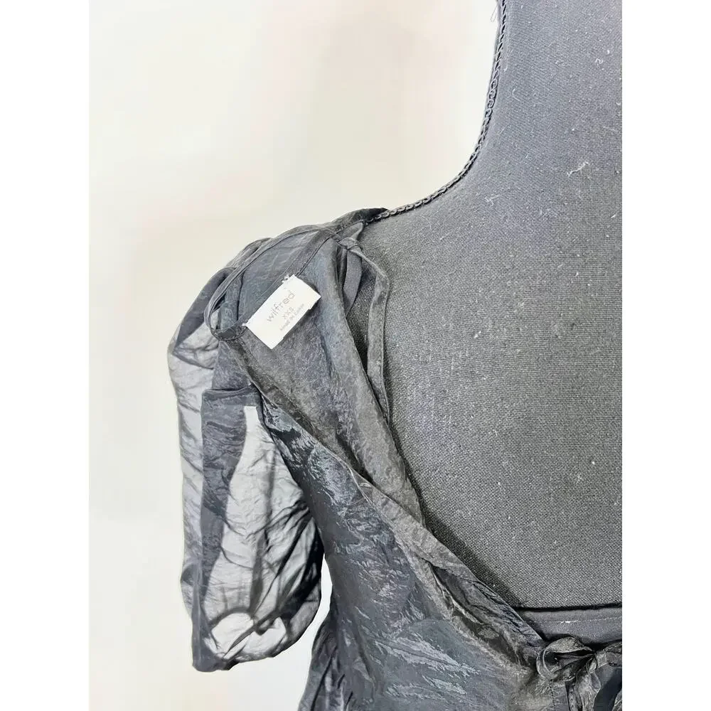 Aritzia Wilfred Madeleine Dress in Black Size XXS Chiffon Short Sleeve Lined - Picture 6 of 6